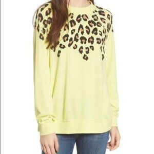 Wildfox Neon Yellow Leopard Print Sweatshirt